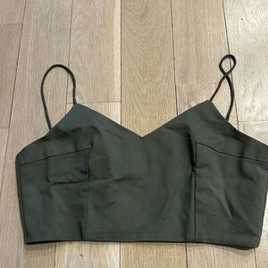 LF Boutique, army green crop with zipper, stretchy, worn once, like new, size 8